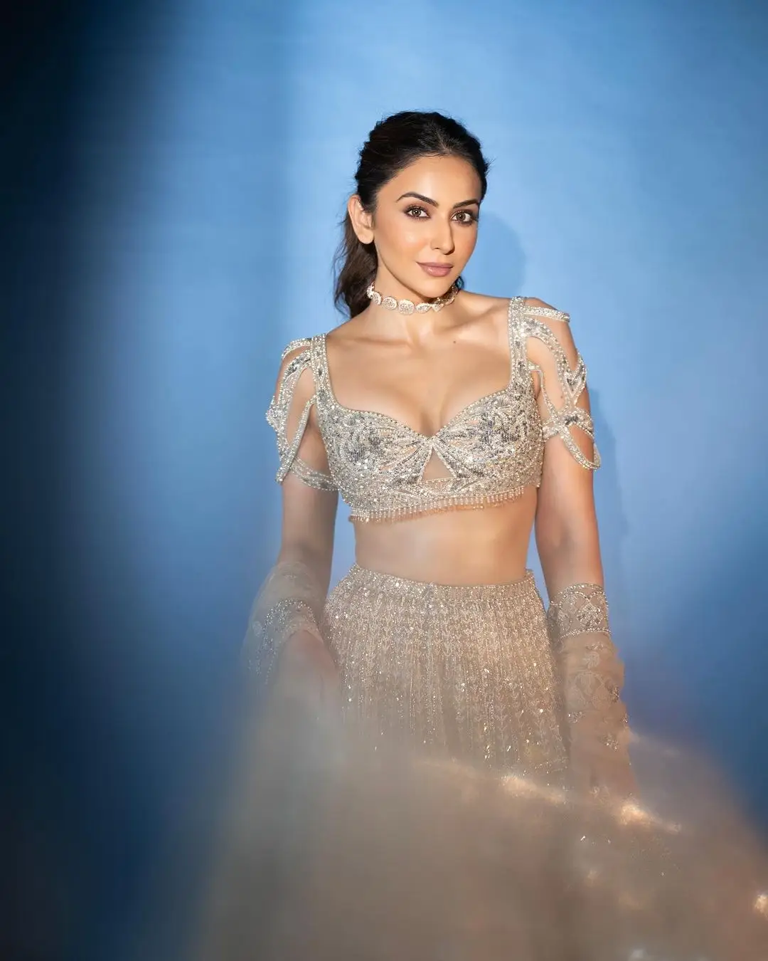 Rakul Preet Singh Wearing Traditional White Lehenga Choli